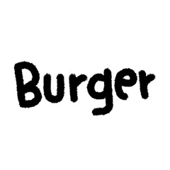 burger cute handwriting clipart with kawaii doodle style, hand drawn font, childlike sketches, cartoon outline, funny lettering, adorable handwritten elements for kids and creative designs