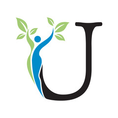 Medical And Healthcare Logo Combine With Letter U Vector Template