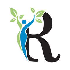 Medical And Healthcare Logo Combine With Letter R Vector Template