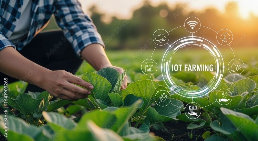 Poster precision agriculture: farmer monitoring crop health with iot technology for sustainable and efficie