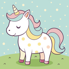 Naklejka premium a-cartoon-unicorn--cute-and-whimsical--with-a-past.eps