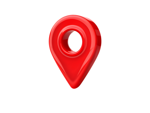Vibrant Glossy Red 3D Map Location Pin Icon Symbolizing Navigation and Geographical Points of Interest