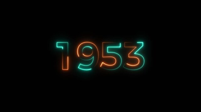 1953 Sal neon text background animation. Glowing neon business number text background 4k video.