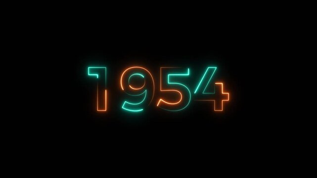 1954 Sal neon text background animation. Glowing neon business number text background 4k video.