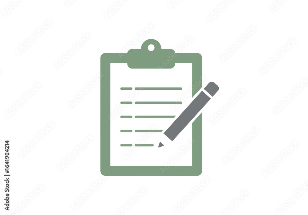 Poster a clipboard with lines and a pencil on a white background in a simple vector style graphic design
