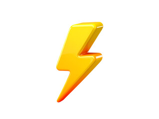 Vibrant Yellow and Orange Gradient 3D Lightning Bolt Symbol on a Black Background
