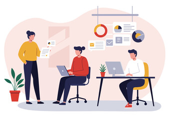 Modern Flat Vector Illustration of Business Plan and Strategy Development