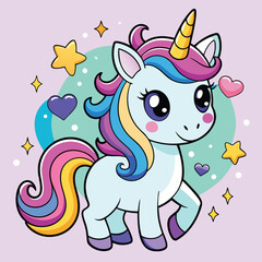 Cute unicorn vector cartoon illustration