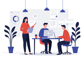 Modern Flat Vector Illustration of Business Plan and Strategy Development