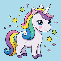 Cute unicorn vector cartoon illustration