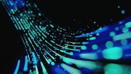 A mesmerizing and dynamic abstract background featuring blue and turquoise light streams flowing and pulsating in the dark. - Powered by Adobe