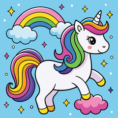 Cute unicorn vector cartoon illustration
