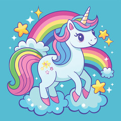 Obraz premium Cute unicorn vector cartoon illustration