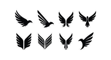 Eagle and Wing Logo Set � Black Silhouette Bird Vector Collection