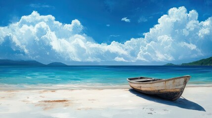 Obraz premium Tropical beach boat idyllic seascape vacation