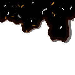Chocolate icing with colorful sprinkles on white background  