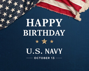 Happy birthday US Navy military patriotic american flag stars stripes 13 october