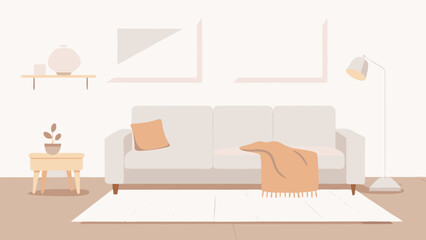 cozy scandinavian living room whitewashed walls