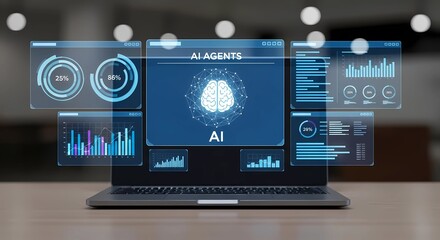 Futuristic generative ai dashboard analyzing business data