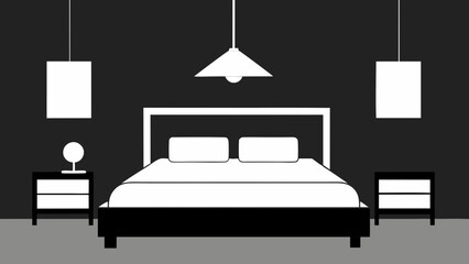 sleek black and white bedroom high contrast design