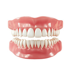 Obraz premium Realistic denture set with healthy white teeth isolated on transparent background