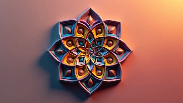 bold unique shape penrose, aperiodic geometric pattern, intricate design, vibrant colors background, creative component design, complex abstract visual, beautiful decorative motif