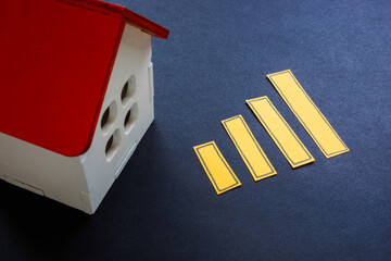 House with growing chart. Real estate growth and investment success.