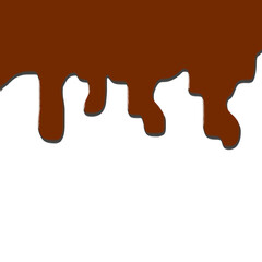 Dripping chocolate syrup on white background in minimal style  