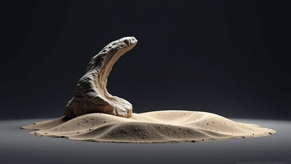 bold unique shape zen, minimalist rock garden sand, pattern natural design, dark gradient background, creative component design, elegant natural visualization, peaceful symbolic object