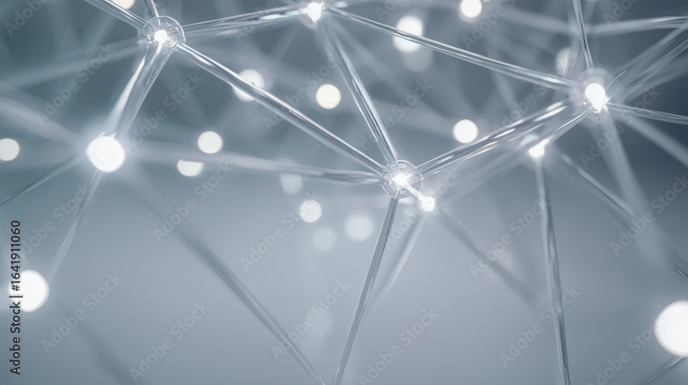 Poster abstract network connection with glowing nodes: representing technology, communication, science and 