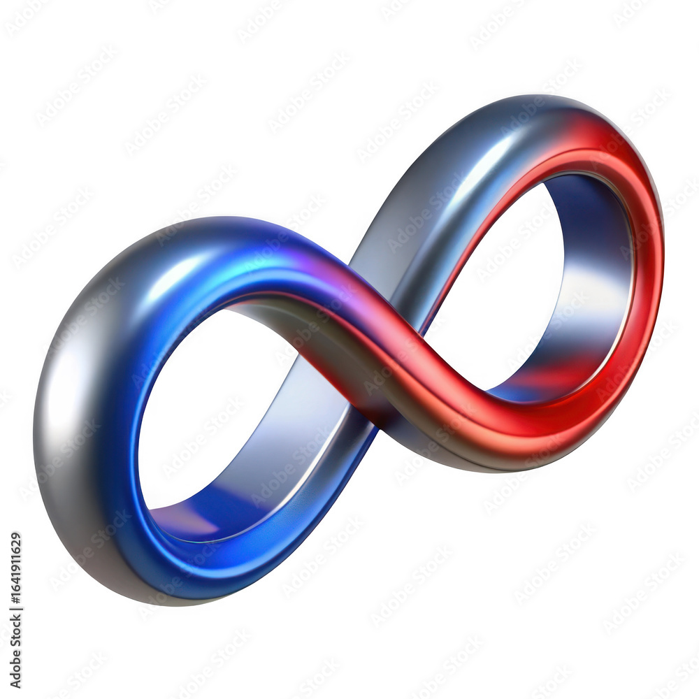 Poster 3d infinity symbol with gradient lighting isolated on transparent background