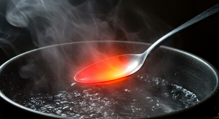 Metal Spoon Glowing Red-Hot in Boiling Pot &ndash; Heat Conduction Visualized