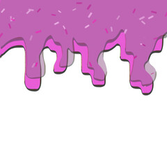 Pink melting frosting with sprinkles on a white background  