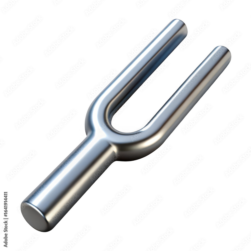 Poster 3d metal tuning fork isolated on transparent background