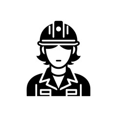 Female Engineer Icon – Minimalist Black and White Vector Silhouette