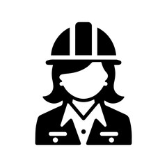 Female Engineer Icon – Minimalist Black and White Vector Silhouette