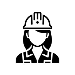 Female Engineer Icon – Minimalist Black and White Vector Silhouette