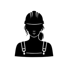 Female Engineer Icon – Minimalist Black and White Vector Silhouette