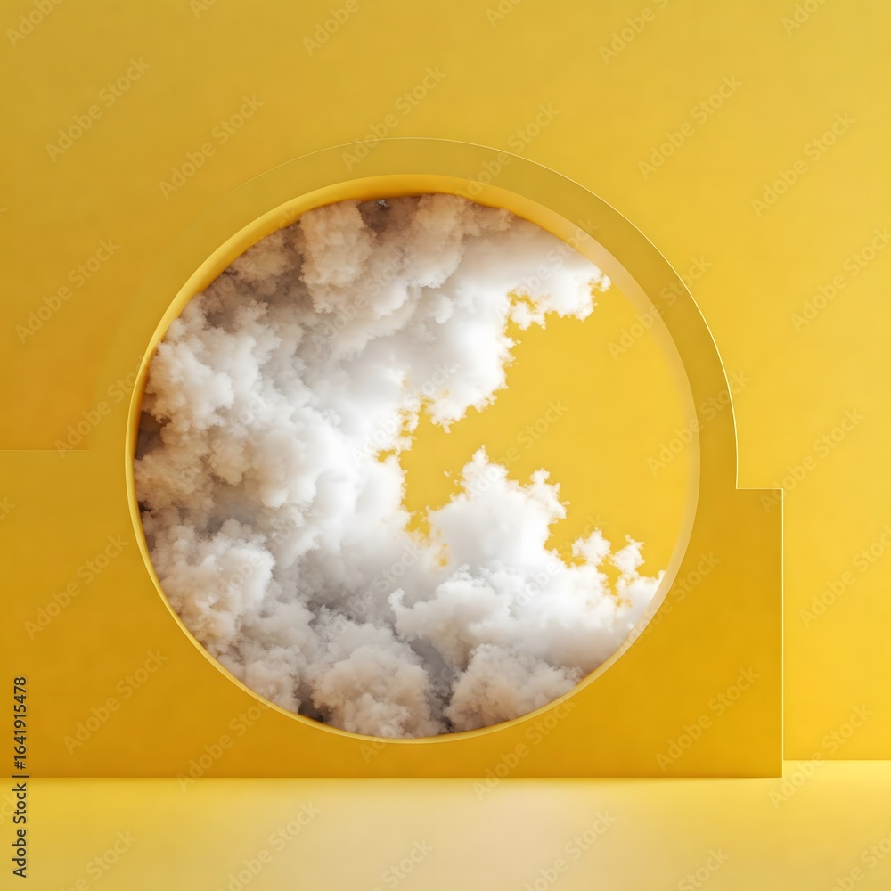 Aufkleber abstract yellow archway with fluffy clouds design element for modern background