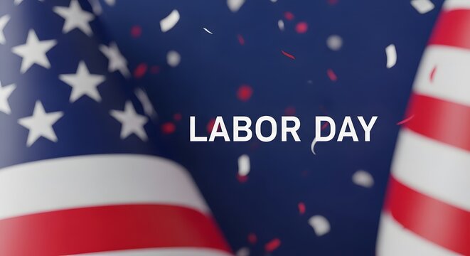 Celebrate labor day with the american flag and festive confetti