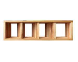 Wooden shelf with multiple compartments, perfect for home decor, organizing books, showcasing products, and displaying items elegantly