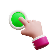 hand pushing button on a white background