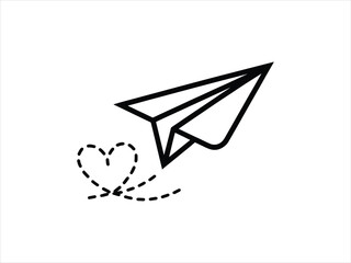 Paper airplane leaving heart trail flight