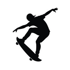 Dynamic Skateboarder Silhouette Mid-Air Trick