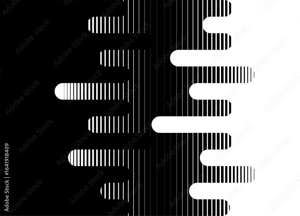 Poster transition from black to white. vector background of thick striped lines with rounded ends. design e