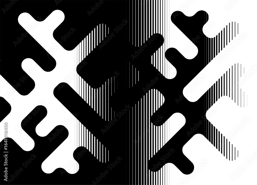 Poster abstract vector pattern of thick perpendicular lines with rounded ends. striped design element of li