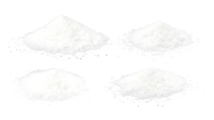 White granular salt piles cooking ingredient isolated on a transparent background