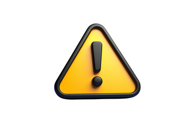 Classic Yellow Triangular 3D Warning Sign with a Prominent Black Exclamation Mark Symbolizing Caution