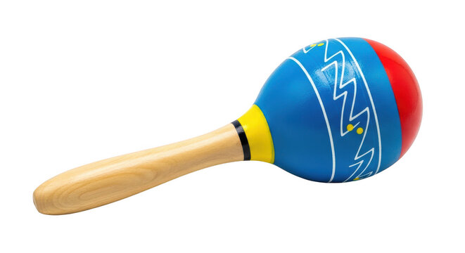 Colorful maraca musical instrument isolated on transparent background