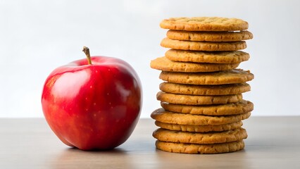Healthy choice versus unhealthy food red apple cookies